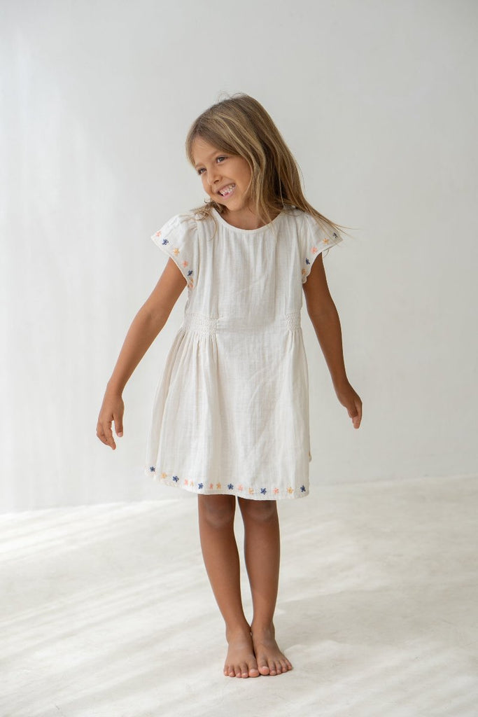 US stockist of Illoura the Label's Natural Embroidered Blossom Dress