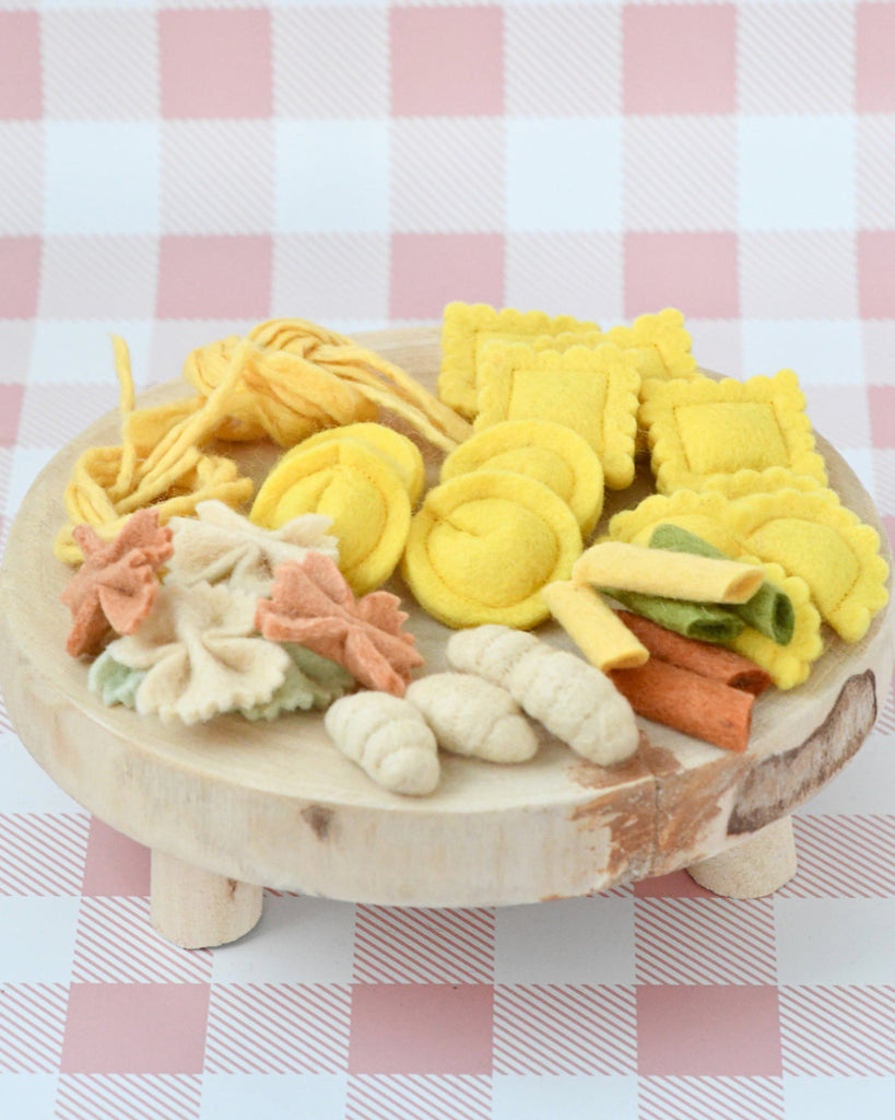 US stockist of Tara Treasures' Felt Pasta Play Food set.