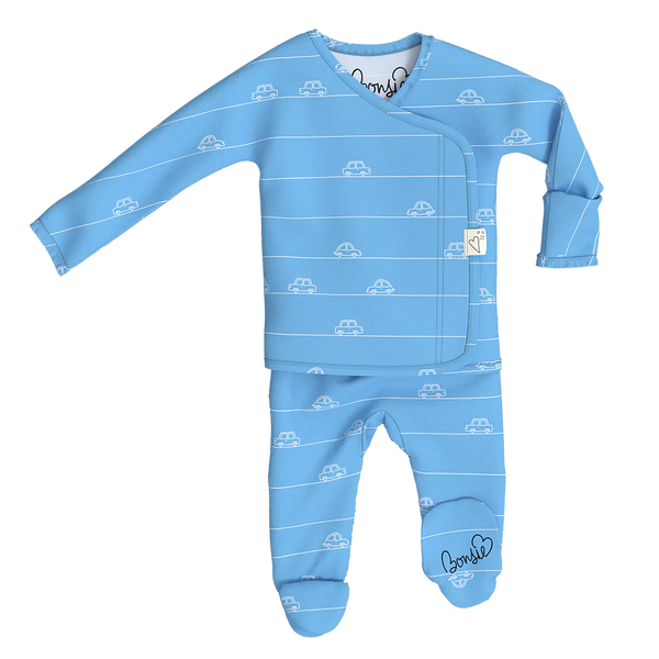 Stockist of Bonsie's "Beep Beep" kimono footed romper