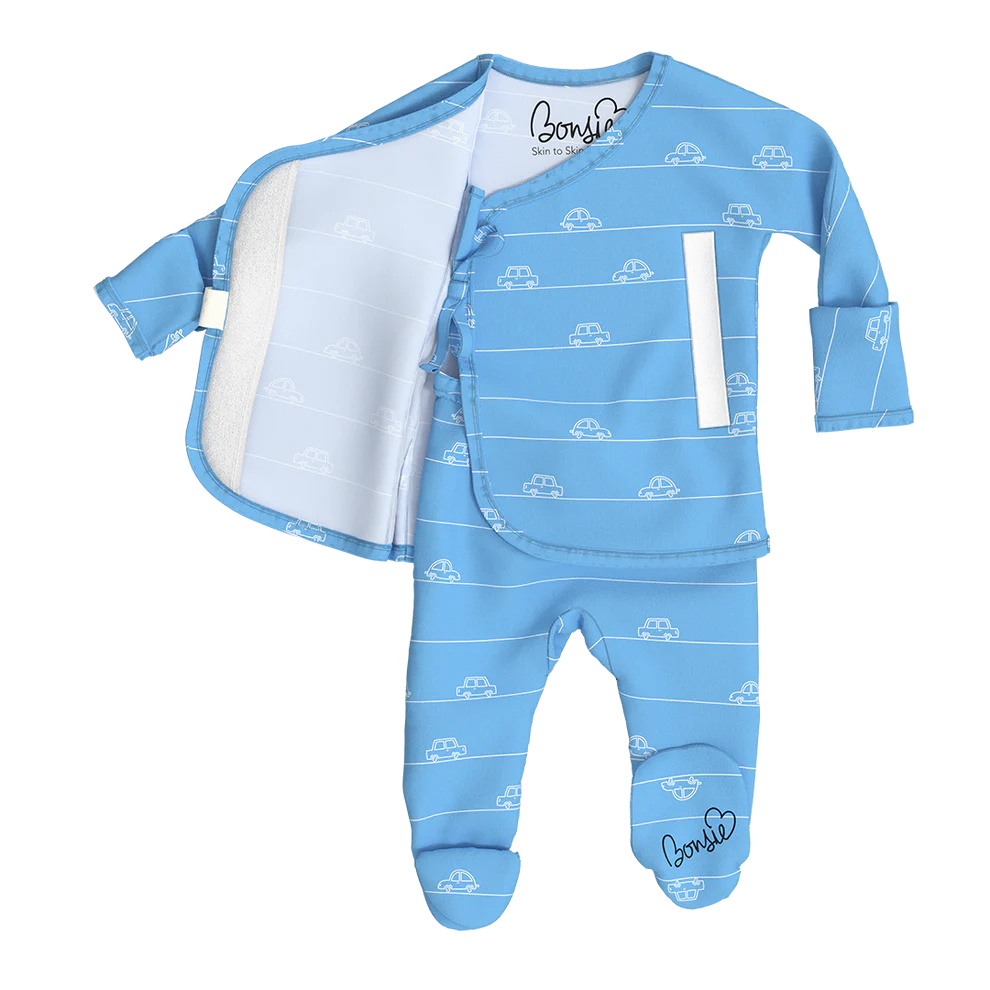 Stockist of Bonsie's "Beep Beep" kimono footed romper