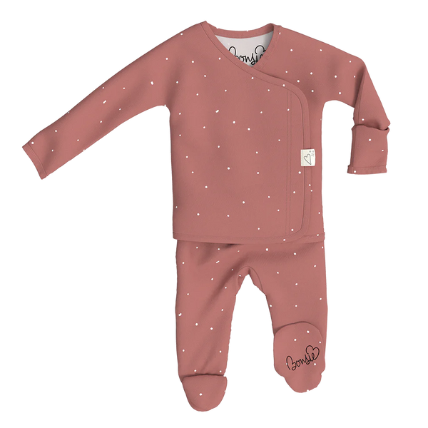 Stockist of Bonsie's "Dottie" kimono footed romper