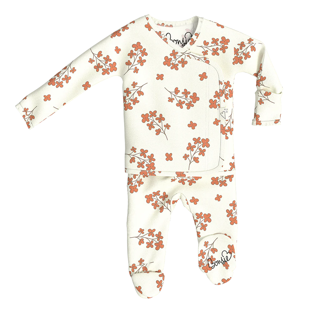 Stockist of Bonsie's "Posy" kimono footed romper