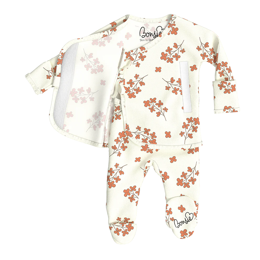 Stockist of Bonsie's "Posy" kimono footed romper