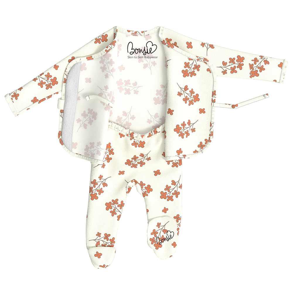 Stockist of Bonsie's "Posy" kimono footed romper