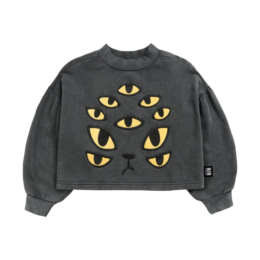 US stockist of Little Man Happy's Cat Vision Puff Sleeve Sweater