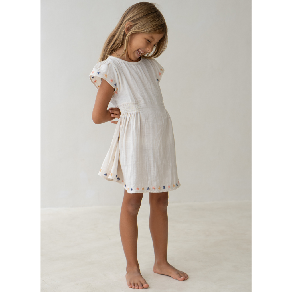 US stockist of Illoura the Label's Natural Embroidered Blossom Dress