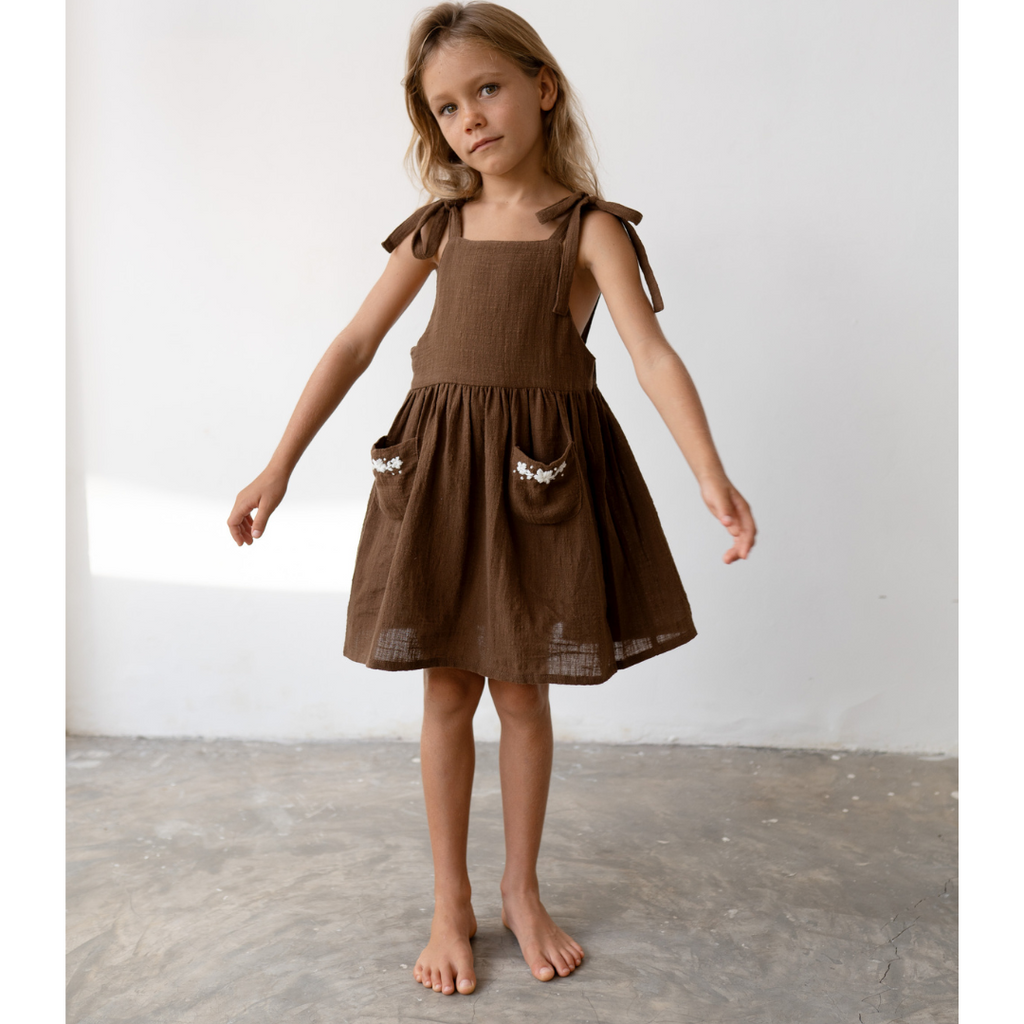 US stockist of Illoura the Label's Luna Pinafore in Cocoa