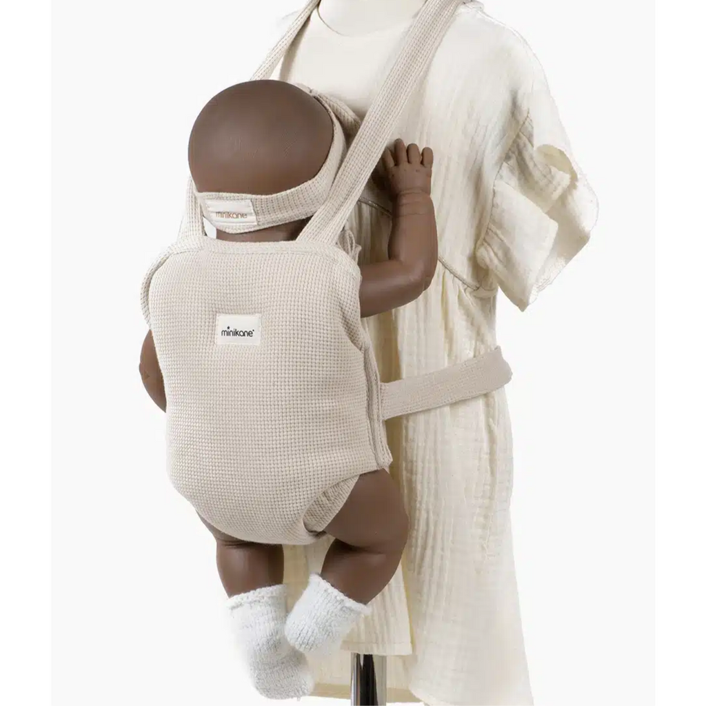 US stockist of Minikane's Bambinis Linen Honeycomb Mesh Doll Carrier