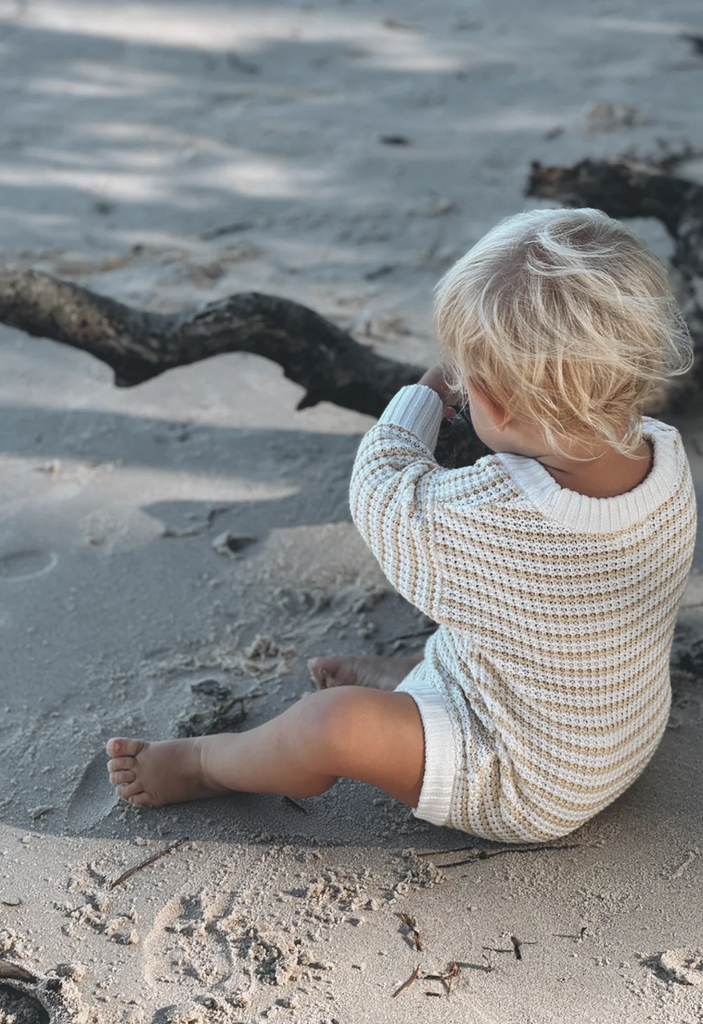 US stockist of Five O'Six' Buttermilk Striped Romper