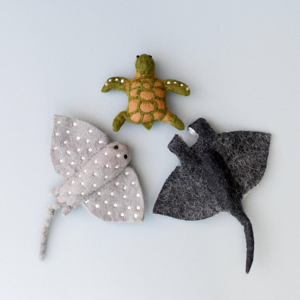 US stockist of Tara Treasures' set of 3 felt sea reef creatures.