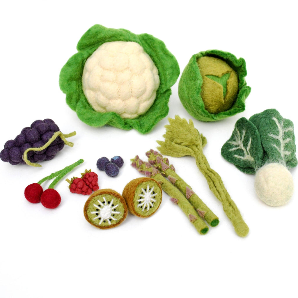 US stockist of Tara Treasures 15 pc set of felt vegetables and fruits - Set C
