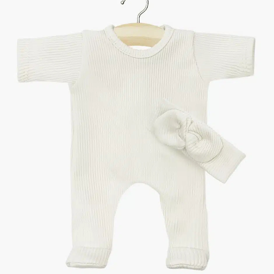 US stockist of Minikane's Babies' Angel Sleepsuit set in Linen