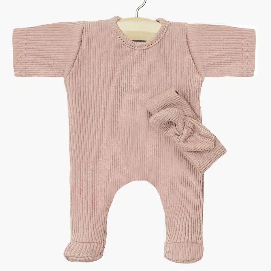 US stockist of Minikane's Babies' Angel Sleepsuit set in Petal