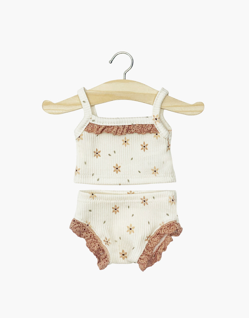 US stockist of Minikane's 2pc doll underwear set in Winter Flowers and Lace
