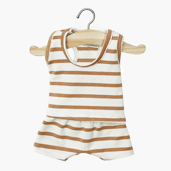 US stockist of Minikane's Marcel Doll's 2pc underwear set in Beige Striped.