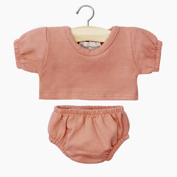 US stockist of Minikane's T-shirt + Charlotte panties set in Marsala