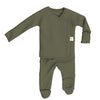 Stockist of Bonsie's Oliveyou ribbed footed kimono romper.