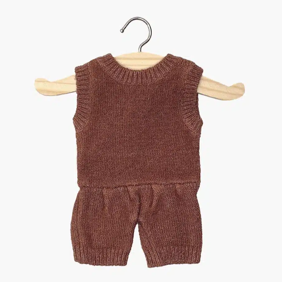 US stockist of Minikane's Orlando knit romper in Heathered Caramel